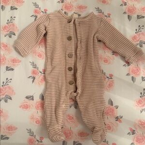 Adorable Pink Waffle Knit Baby Footie